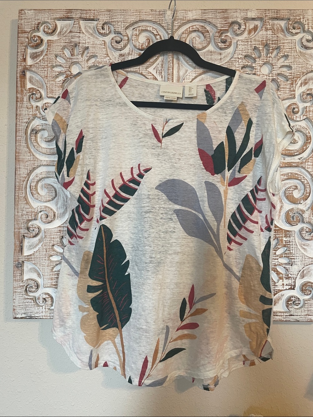 Cynthia Rowley Cream Tunic with Multicolor Botanical Print